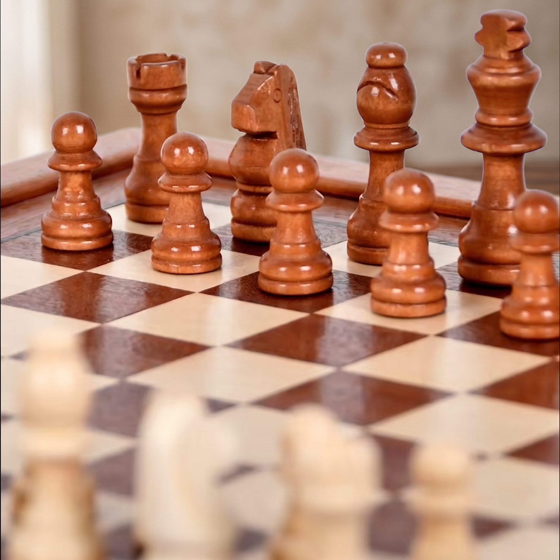 Chess pieces stored in the drawer of The Vault